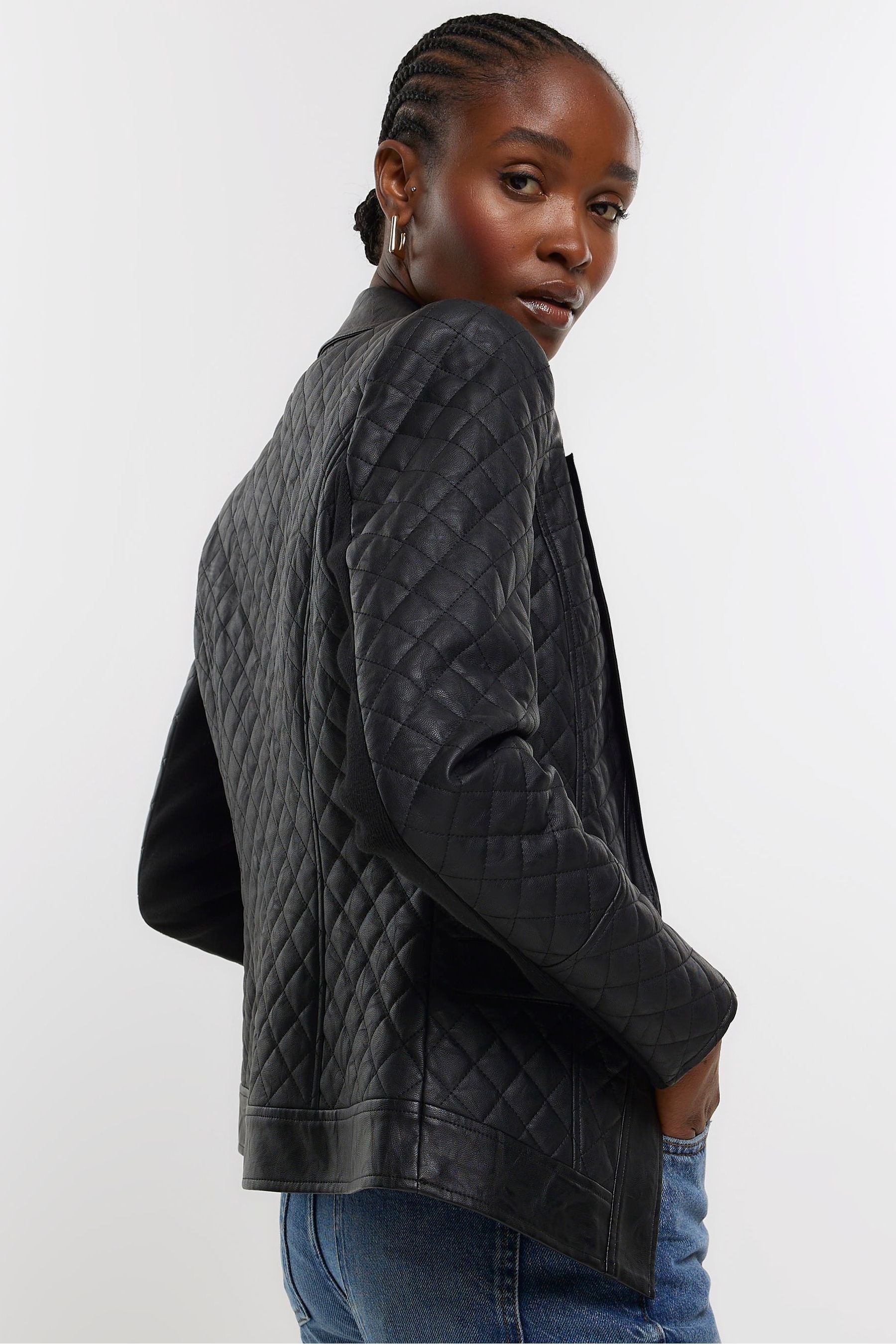River island black faux leather jacket new arrivals