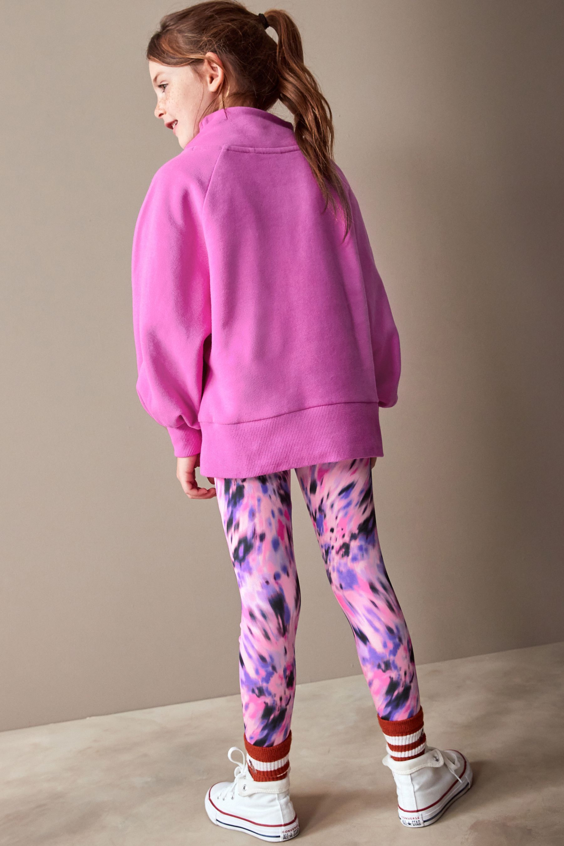 Buy Bright Pink Half Zip Crew Sweatshirt And Leggings Set 3 16yrs from the Next UK online shop