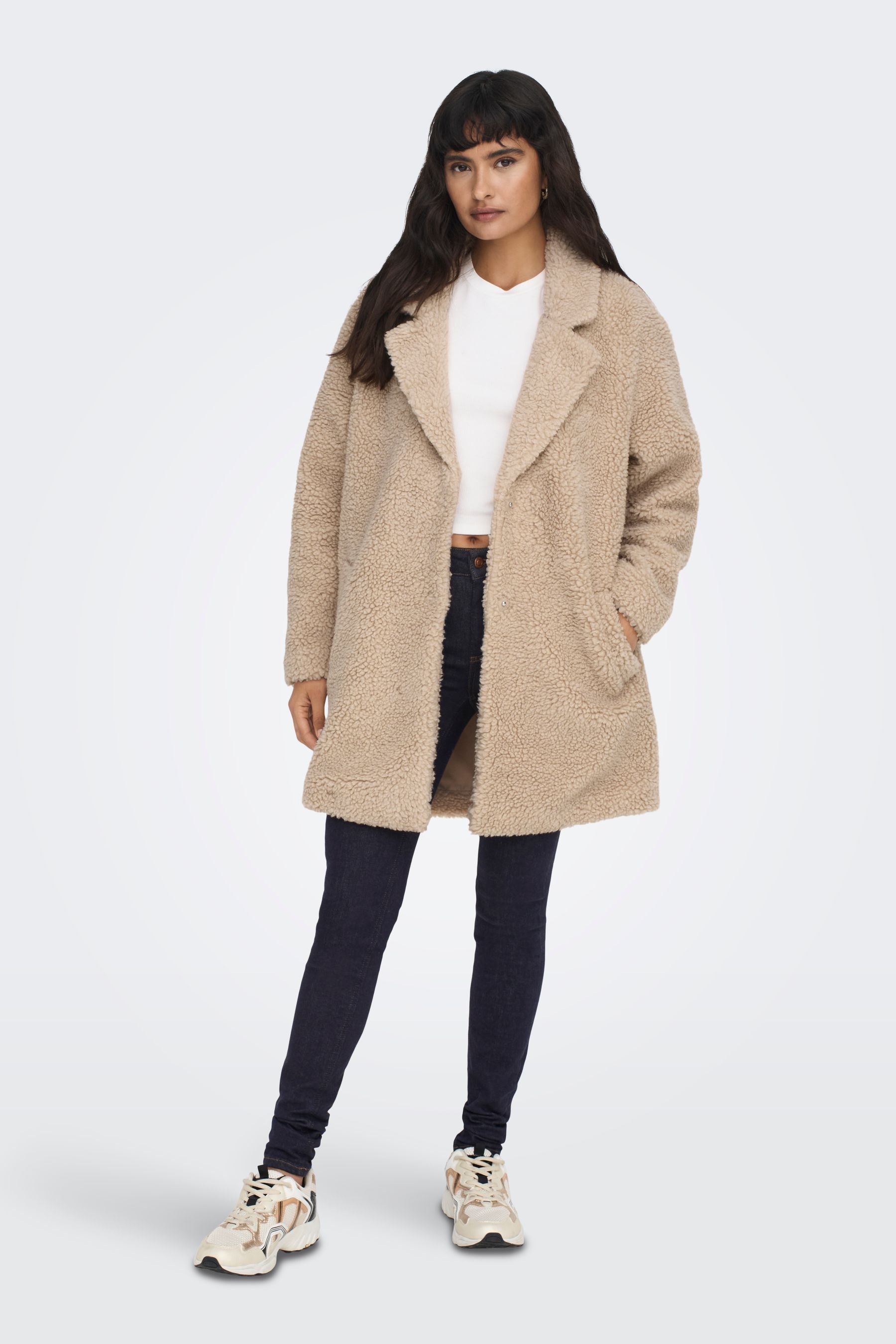 ONLY Cream Tailored Cosy Teddy Borg Coat