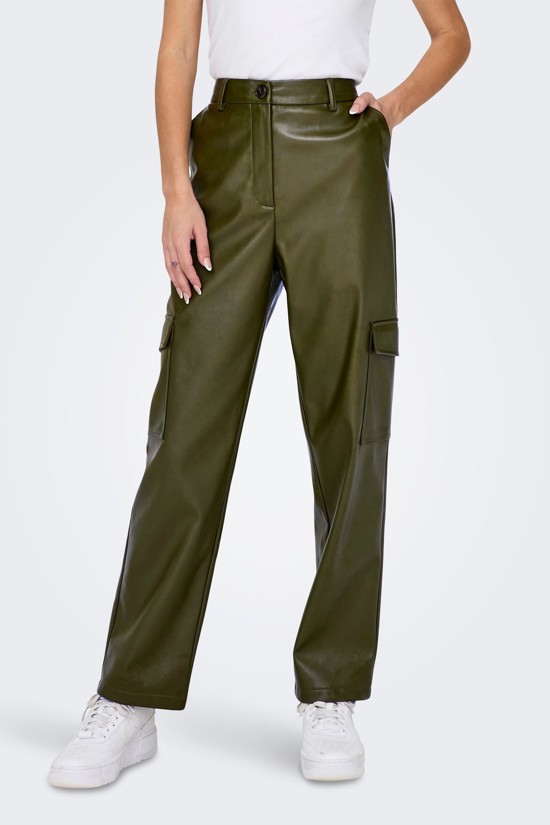 High waisted green cargo pants cheap