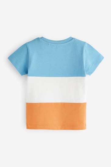 Blue/Orange Short Sleeve Colourblock T-Shirt (3mths-7yrs)