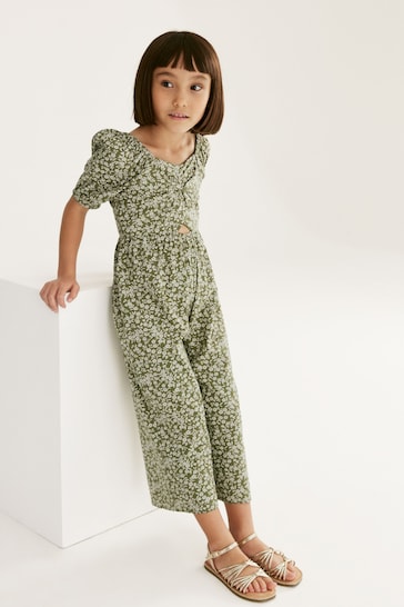 Olive Green Printed Jumpsuit (3-16yrs)