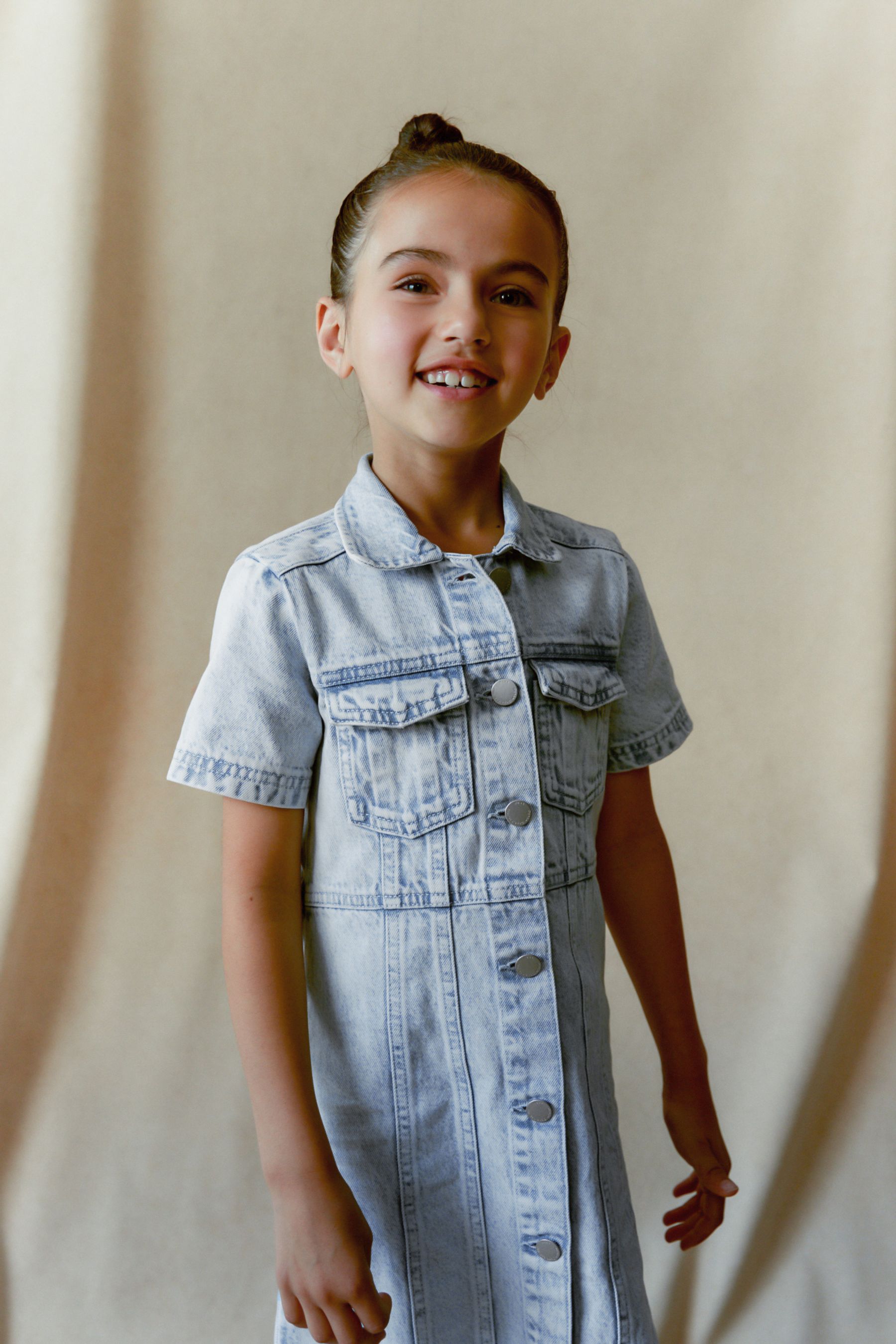 Maxi Length Blue Fitted Denim Dress 3 16yrs