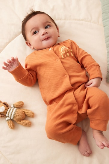 Rust Brown / Orange 3 Pack Footless Baby Sleepsuit (0mths-3yrs)