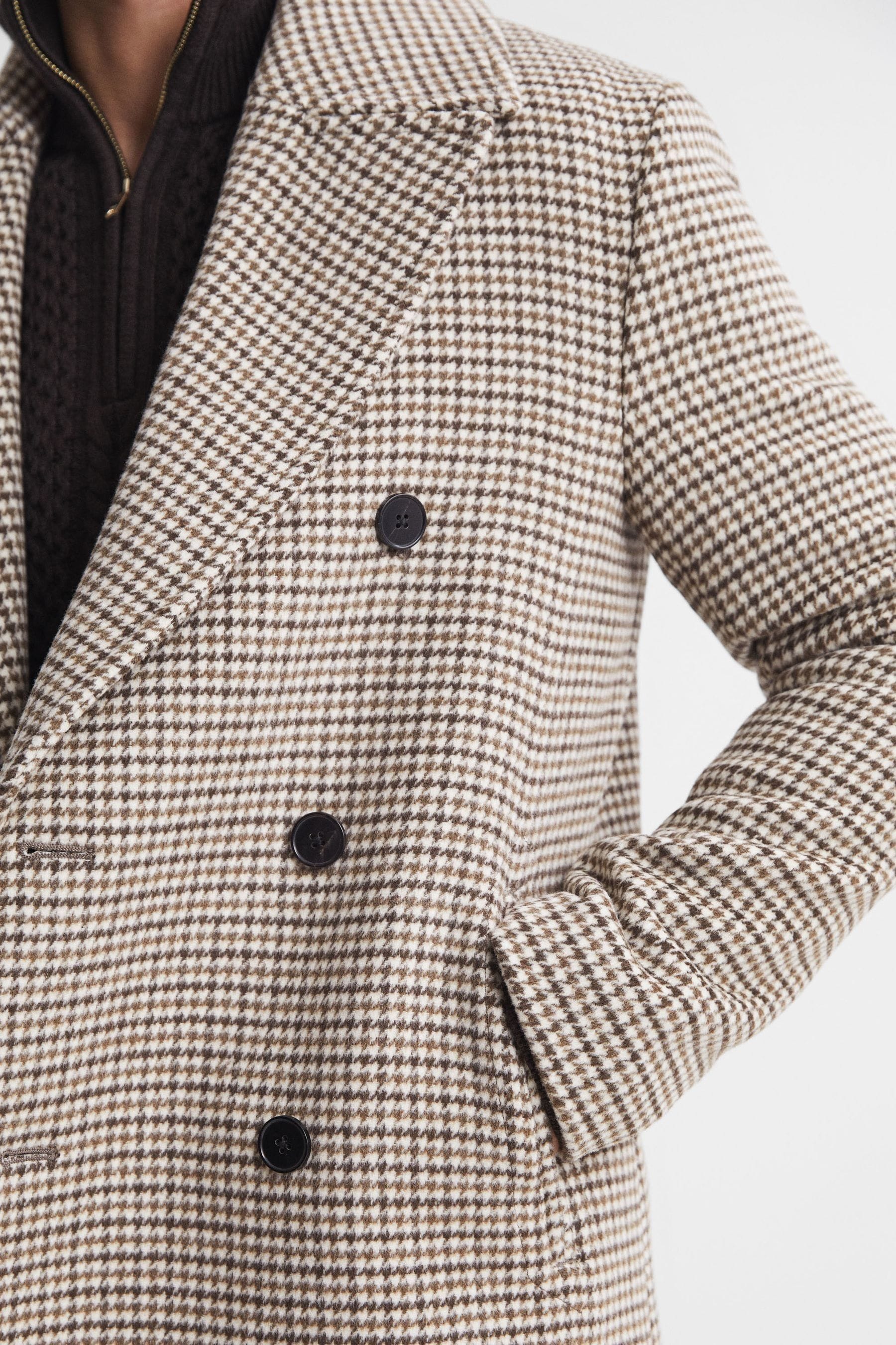 Wool dogtooth shop coat