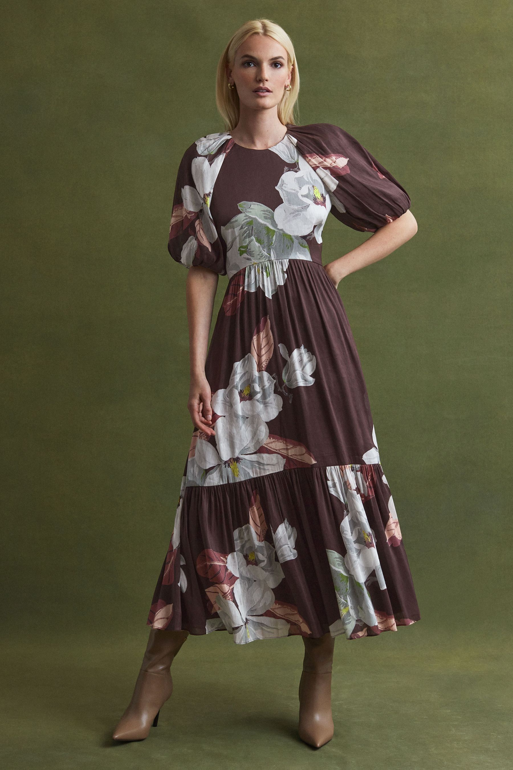 Silk puff sleeve discount dress