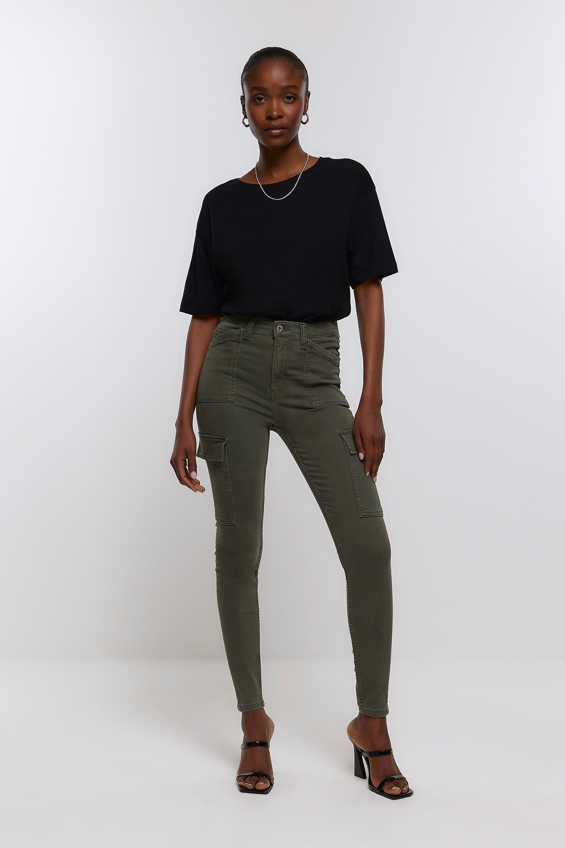 River island khaki jeans clearance