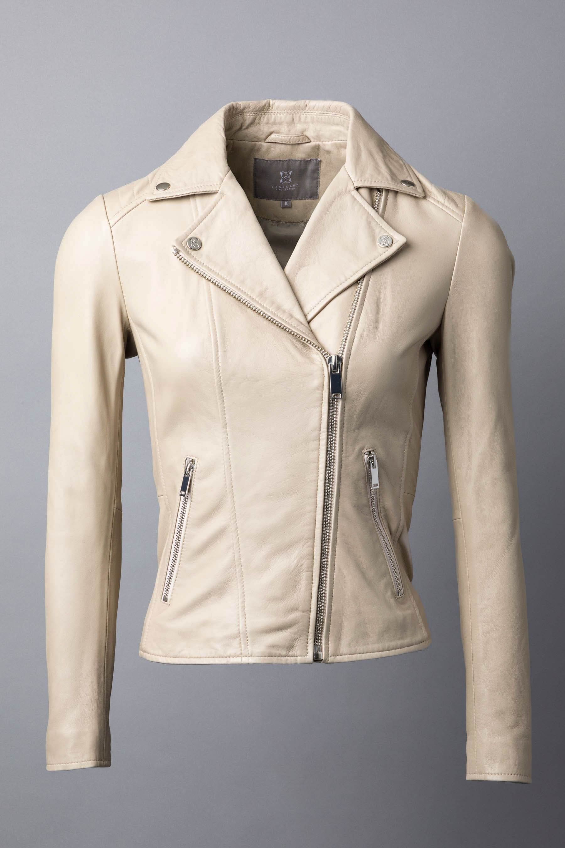 Lakeland Leather Cream Thirlmere Leather Biker Jacket