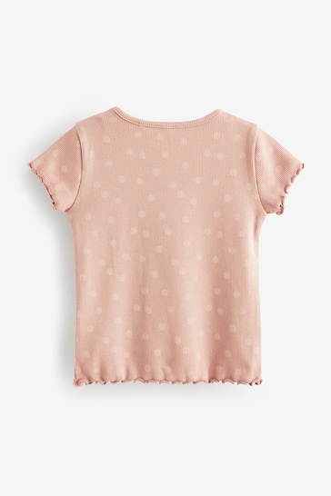 Pink Ditsy Rib Short Sleeve T-Shirts 5 Pack (3mths-7yrs)