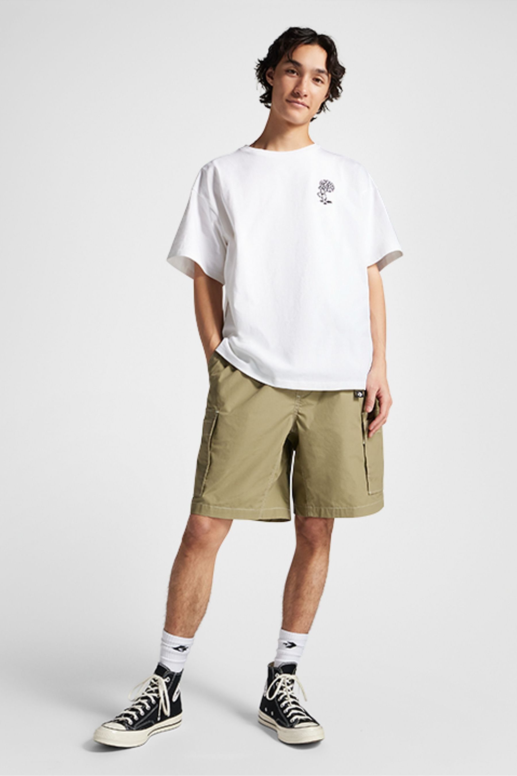 Buy Converse Khaki Green 100 Cotton Utility Baggy Shorts from the Next UK online shop