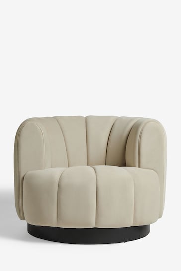 Soft Velvet Pebble Natural Celine Swivel Accent Chair
