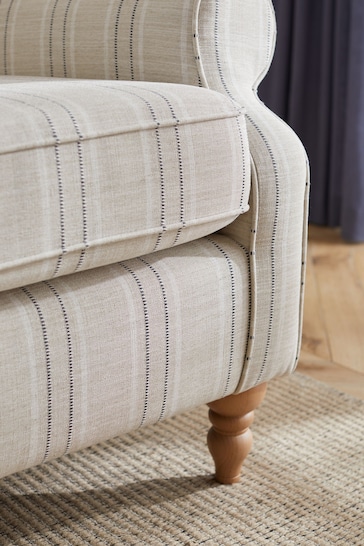 Thatched Linen Stripe Natural Sherlock Highback Armchair