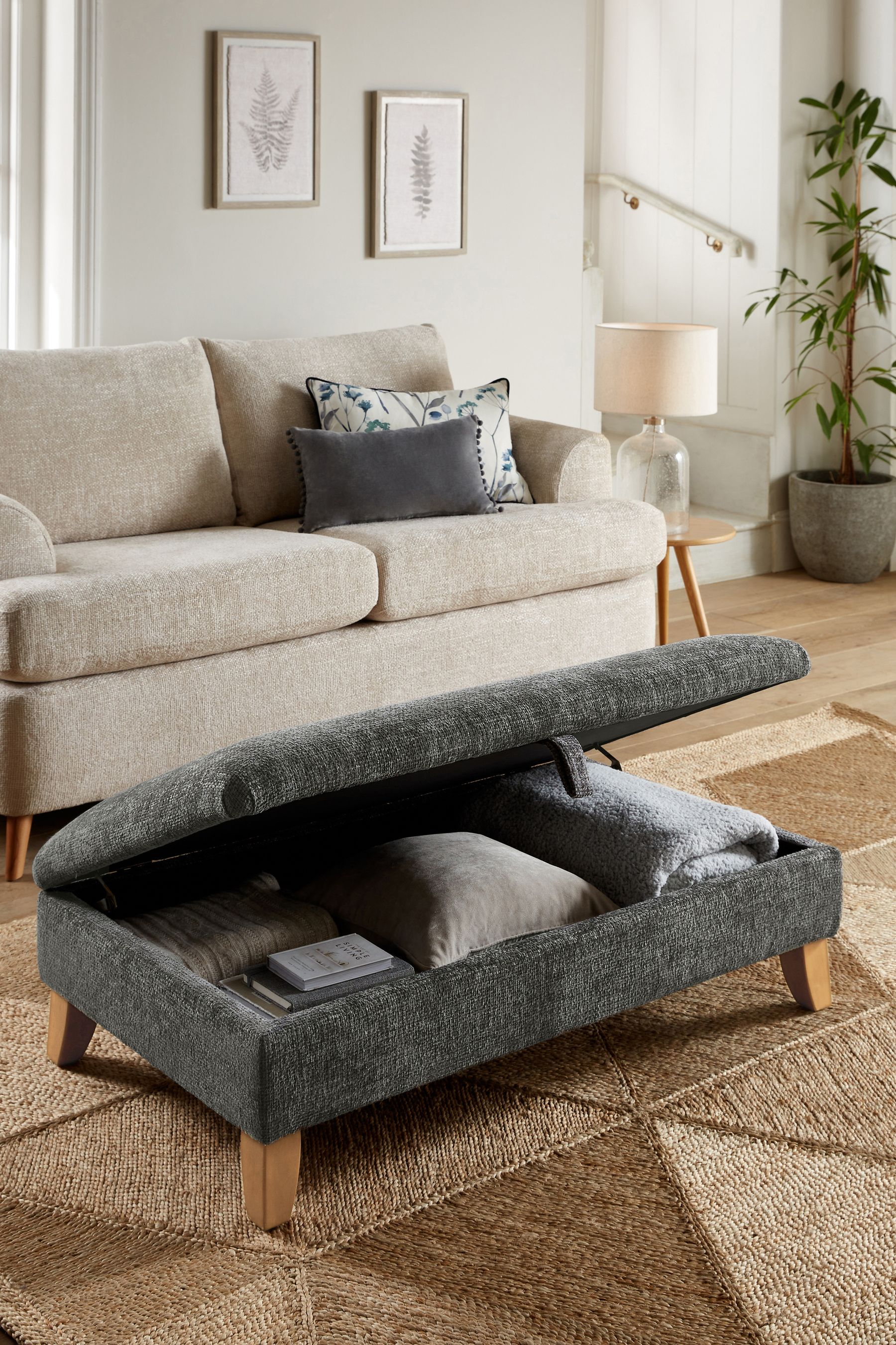 Dark grey online storage footstool