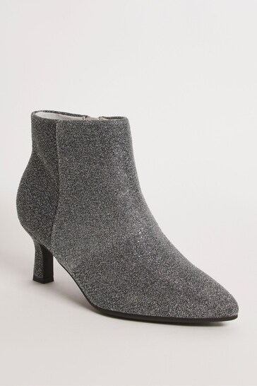 JD Williams Silver Kitten Heel Boots in Extra Wide Fit