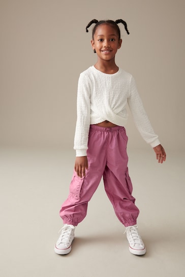 Bright Pink Parachute Cargo Trousers (3-16yrs)