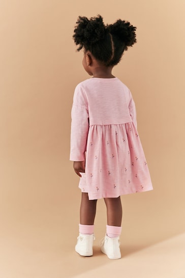 Pink Bunny Long Sleeve Jersey Dress (3mths-7yrs)