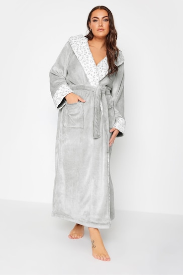 Yours Curve Grey Maxi Animal Hooded Robe