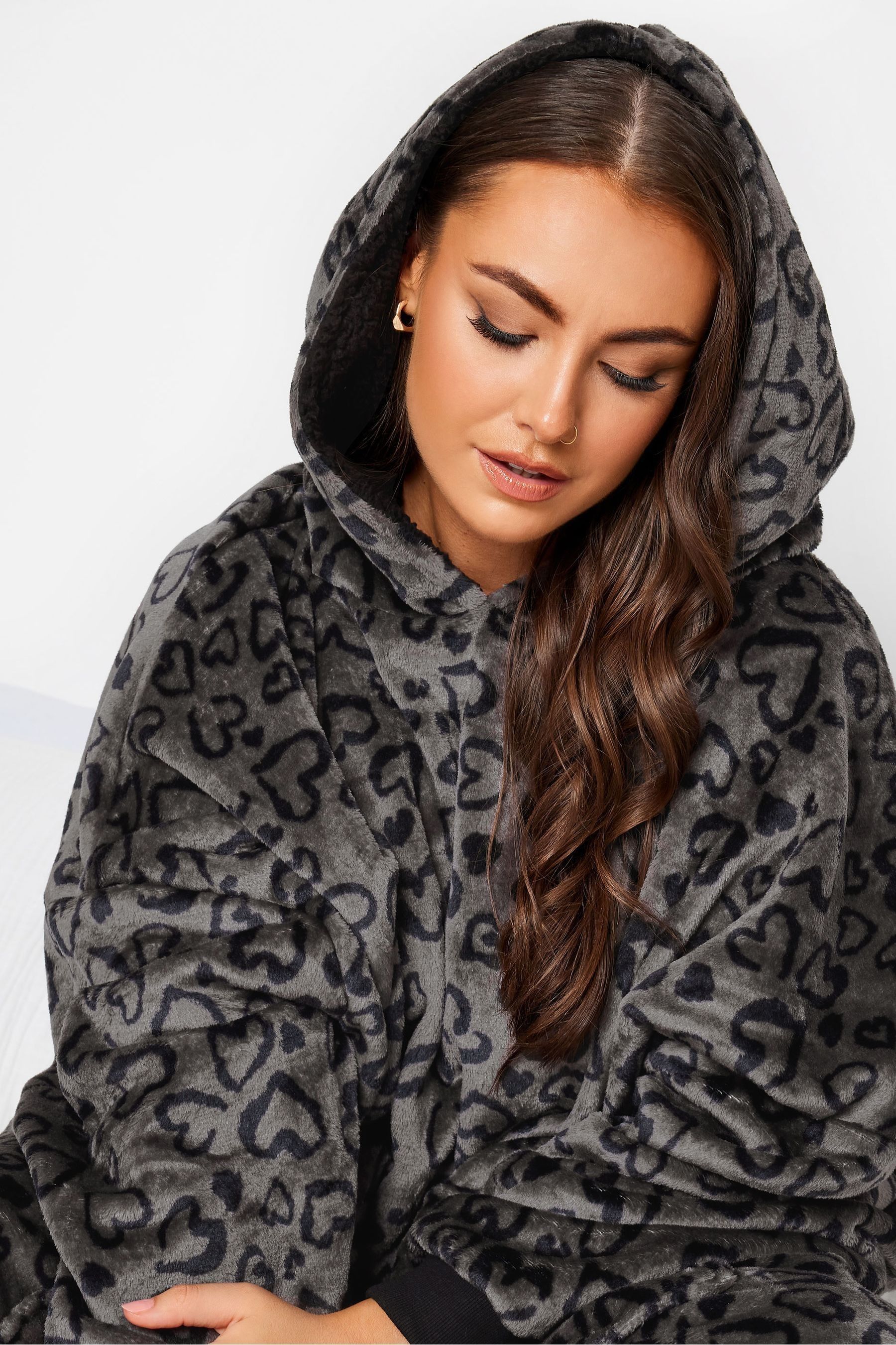 Buy Yours Curve Grey Animal Heart Snuggle Hoodie from the Next UK