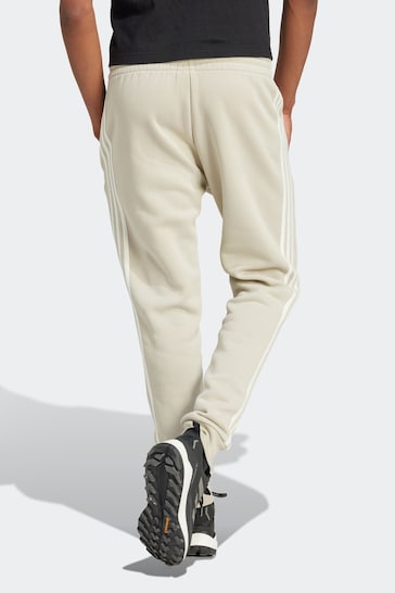 adidas Brown Sportswear Essentials Fleece 3-Stripes Tapered Cuff Joggers