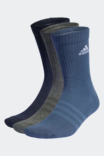 adidas Blue Cushioned Crew Socks 3 Pairs