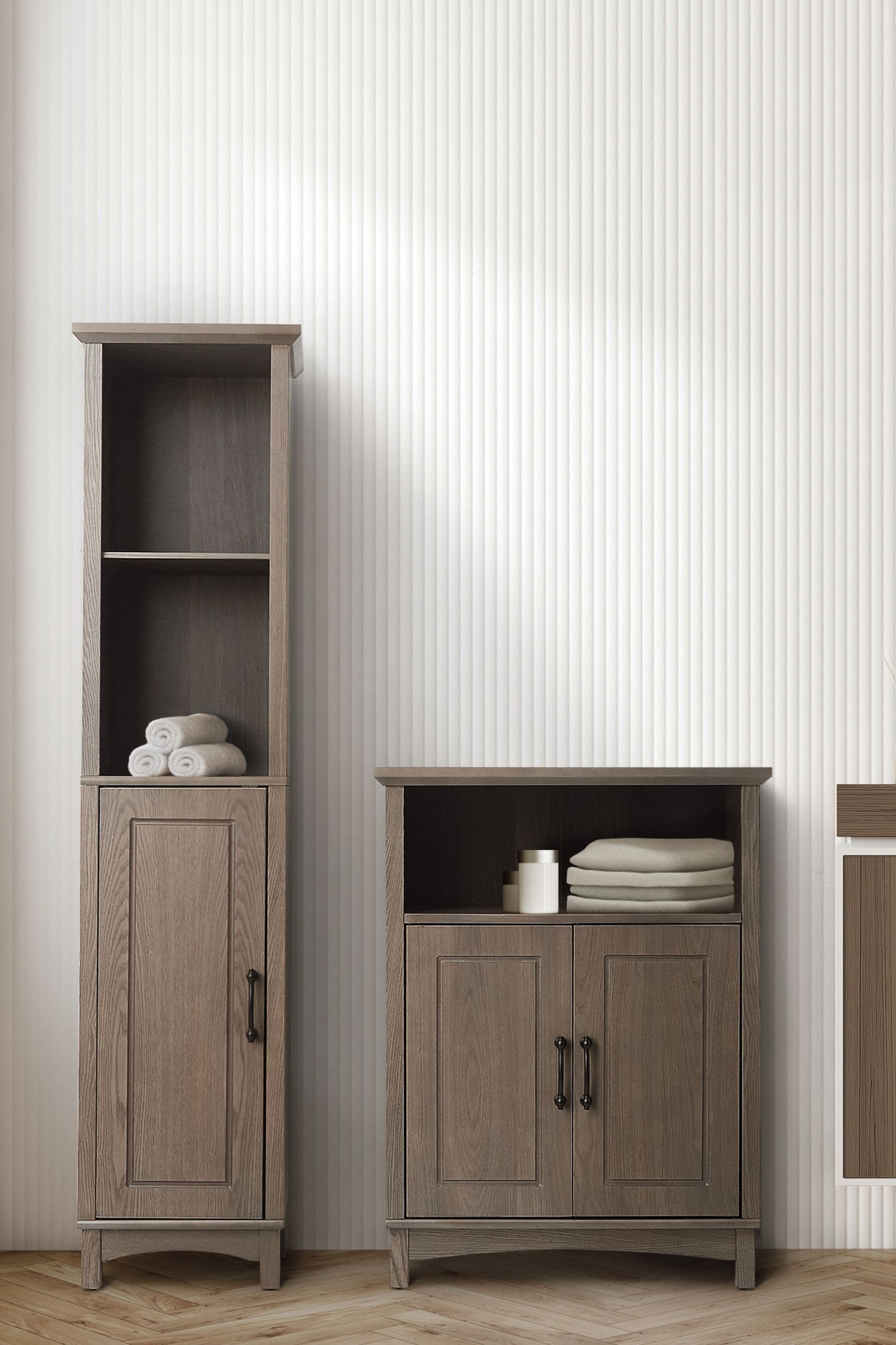 Buy Teamson Home Brown Russell Wooden Bathroom Tall Linen Storage