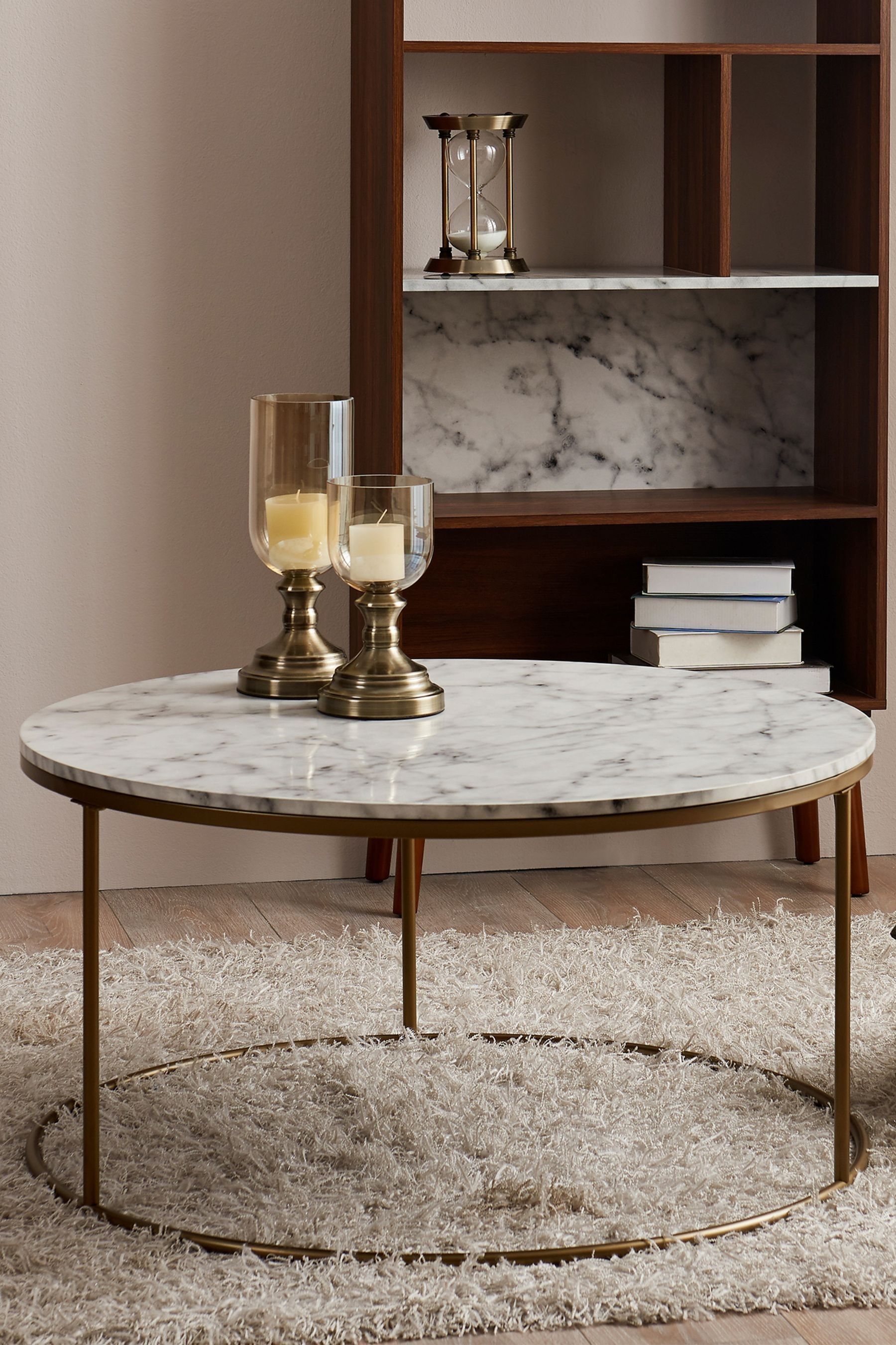 Round faux sales marble coffee table
