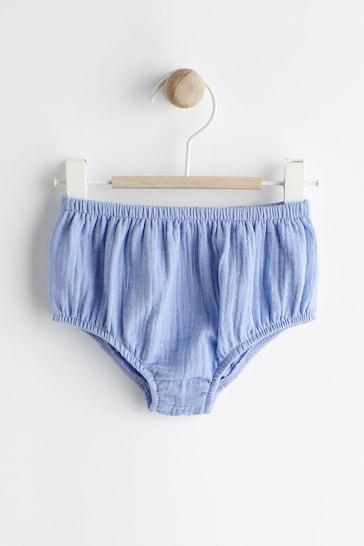 Blue Woven Baby Shirt and Knickers Set (0mths-3yrs)