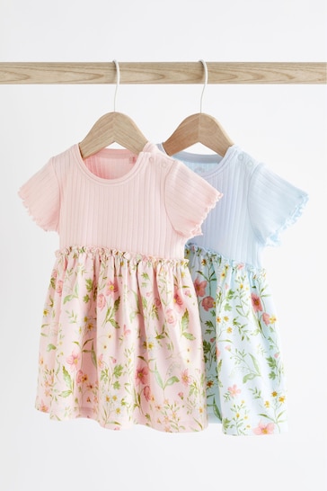 Pink & Blue Baby Jersey Dress 2 Pack (0mths-2yrs)