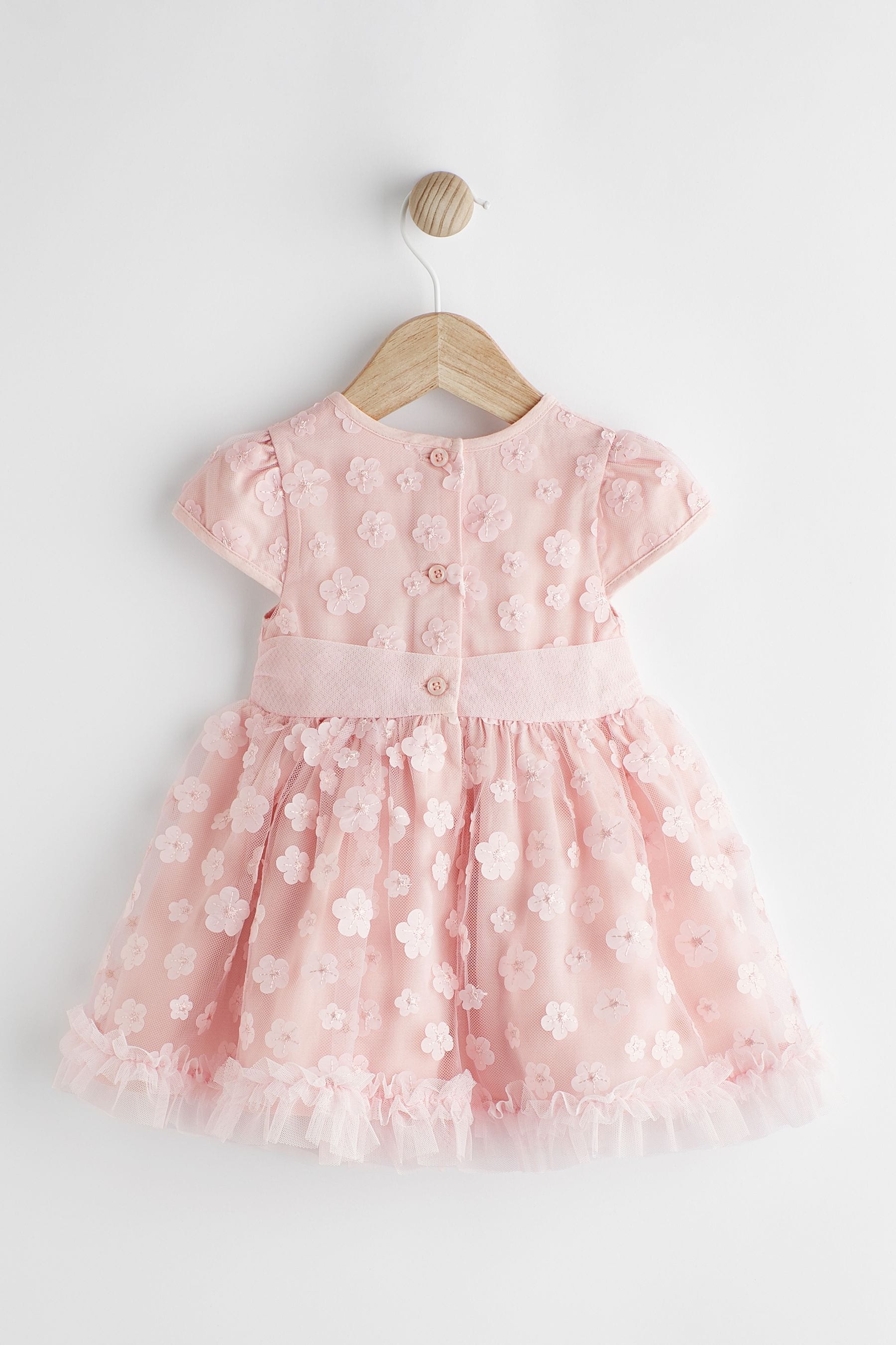 Pink 3D Flowers Baby Occasion Dress 0mths 2yrs