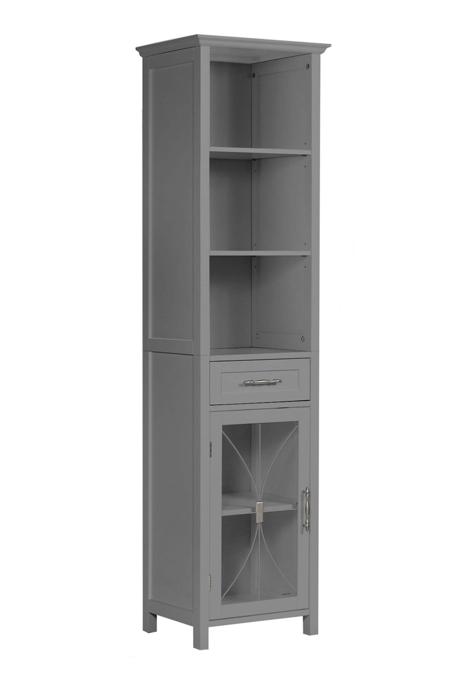 Gray bathroom new arrivals linen cabinet