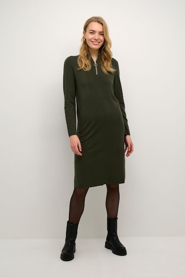 Cream Green Dela Knee Length Knitted Dress