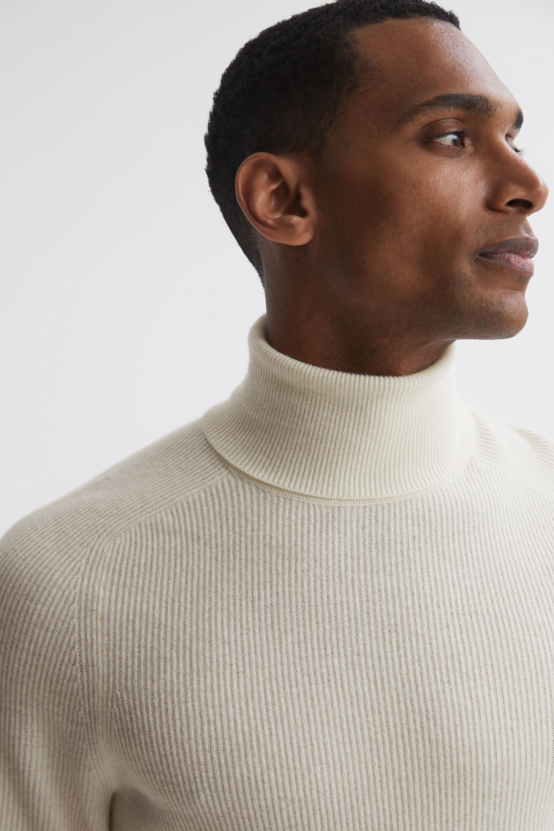 Buy Reiss Ecru Skipton Slim Fit Wool Roll Neck Jumper from the