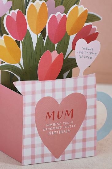 Pink Pop Up Tulips Mum Birthday Card