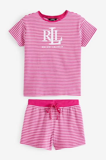 Lauren Ralph Lauren Pink Stripe Short Sleeve Pyjama Set