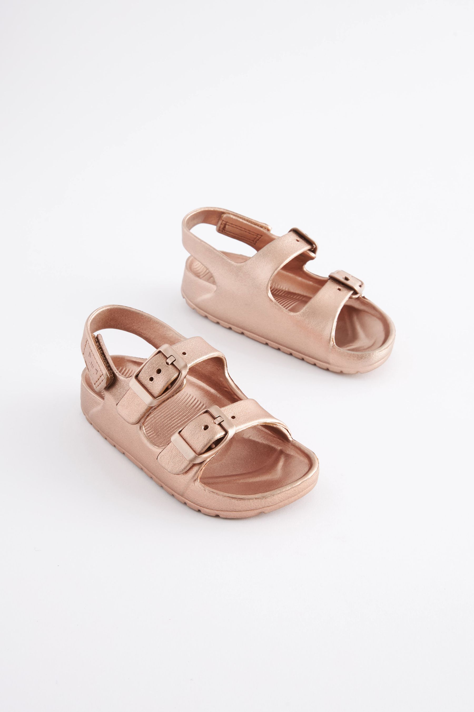 Rose gold double strap sandals shop