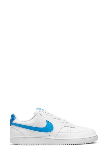 Nike White/Blue Court Vision Low Trainers