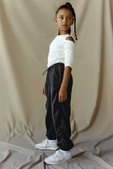 Black Ruched Parachute Cargo Trousers (3-16yrs)