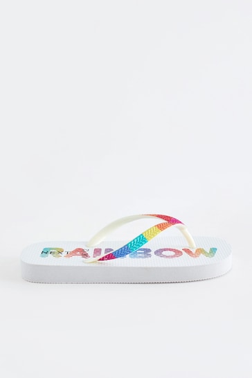 White Rainbow Flip Flops