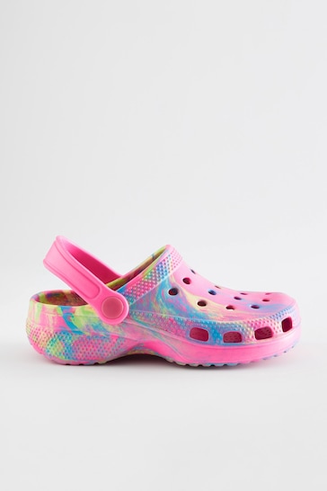 Pink Neon Marble Clogs