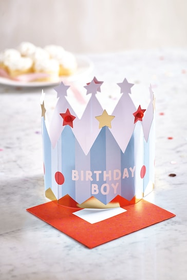 Blue Birthday Boy Crown Wearable Card