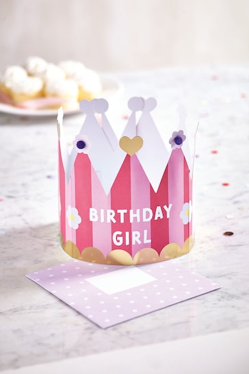 Pink Birthday Girl Crown Wearable Card