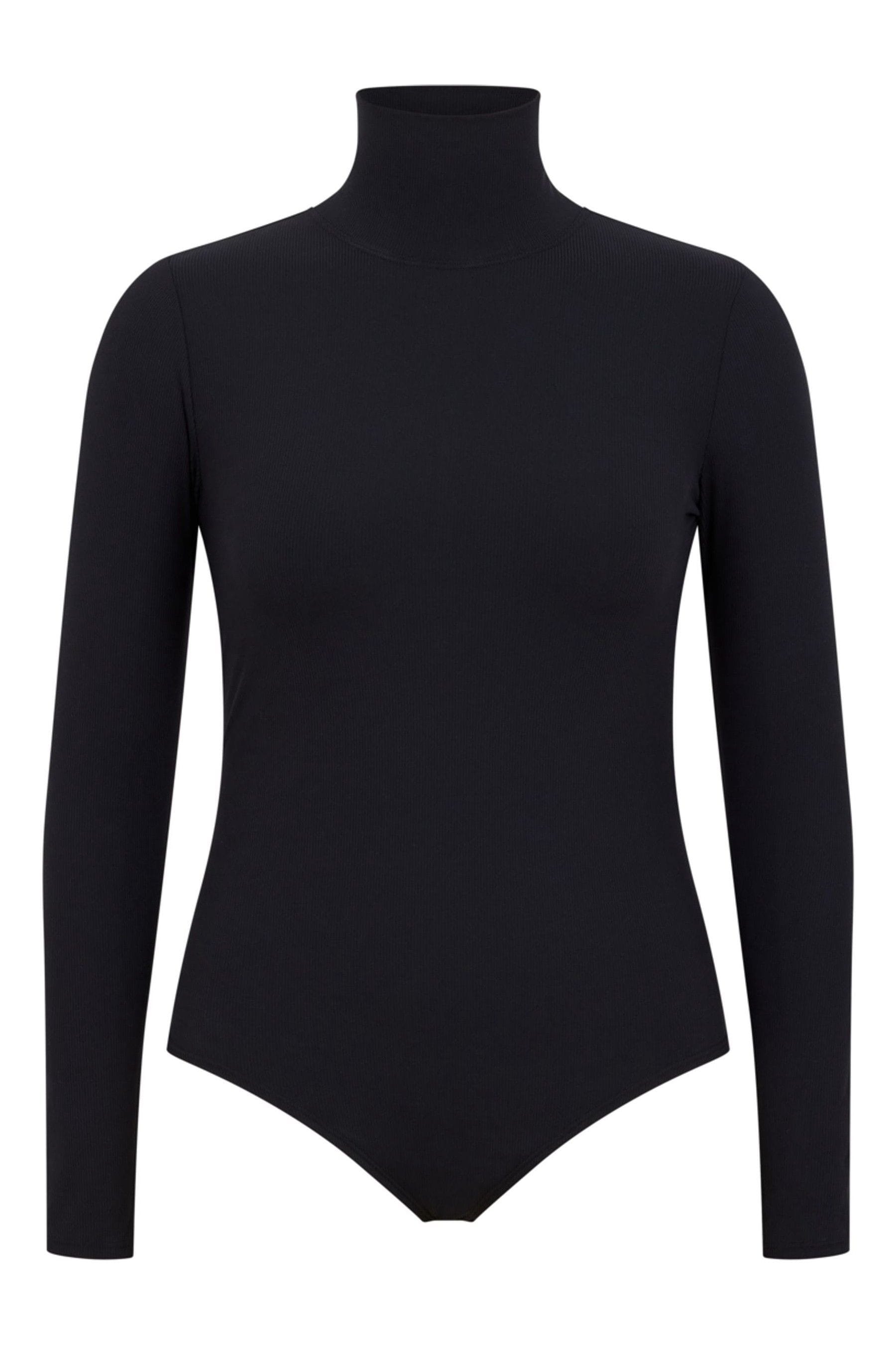 Ribbed turtleneck black deals