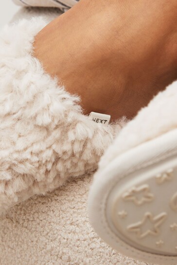 Cream Recycled Faux Fur Mule Slippers