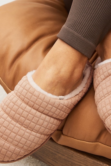 Pink Quilted Mule Slippers
