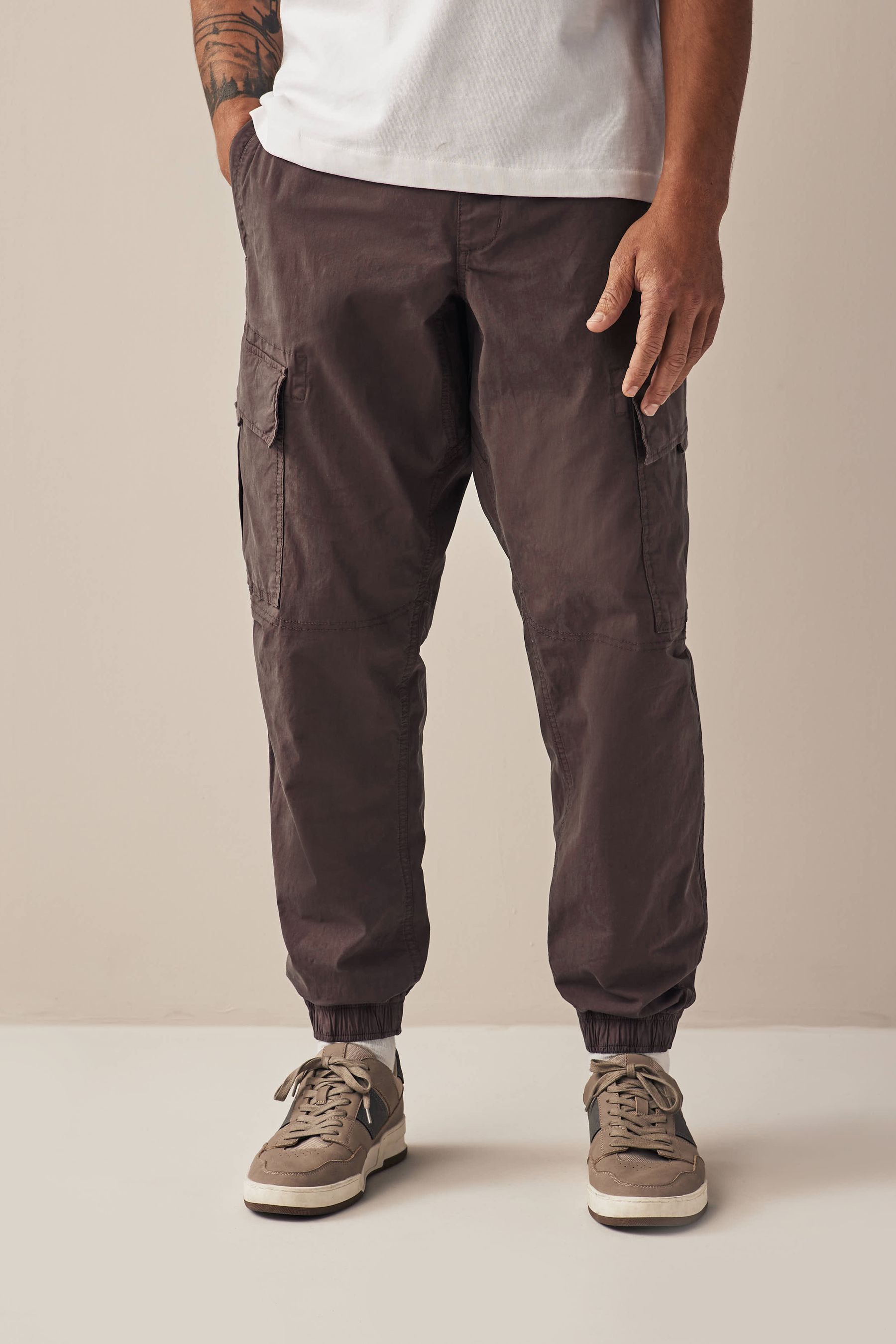 Purple Regular Tapered Stretch Utility Cargo Trousers