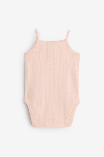 Light Pink Baby 5 Pack Strappy Vest Bodysuits