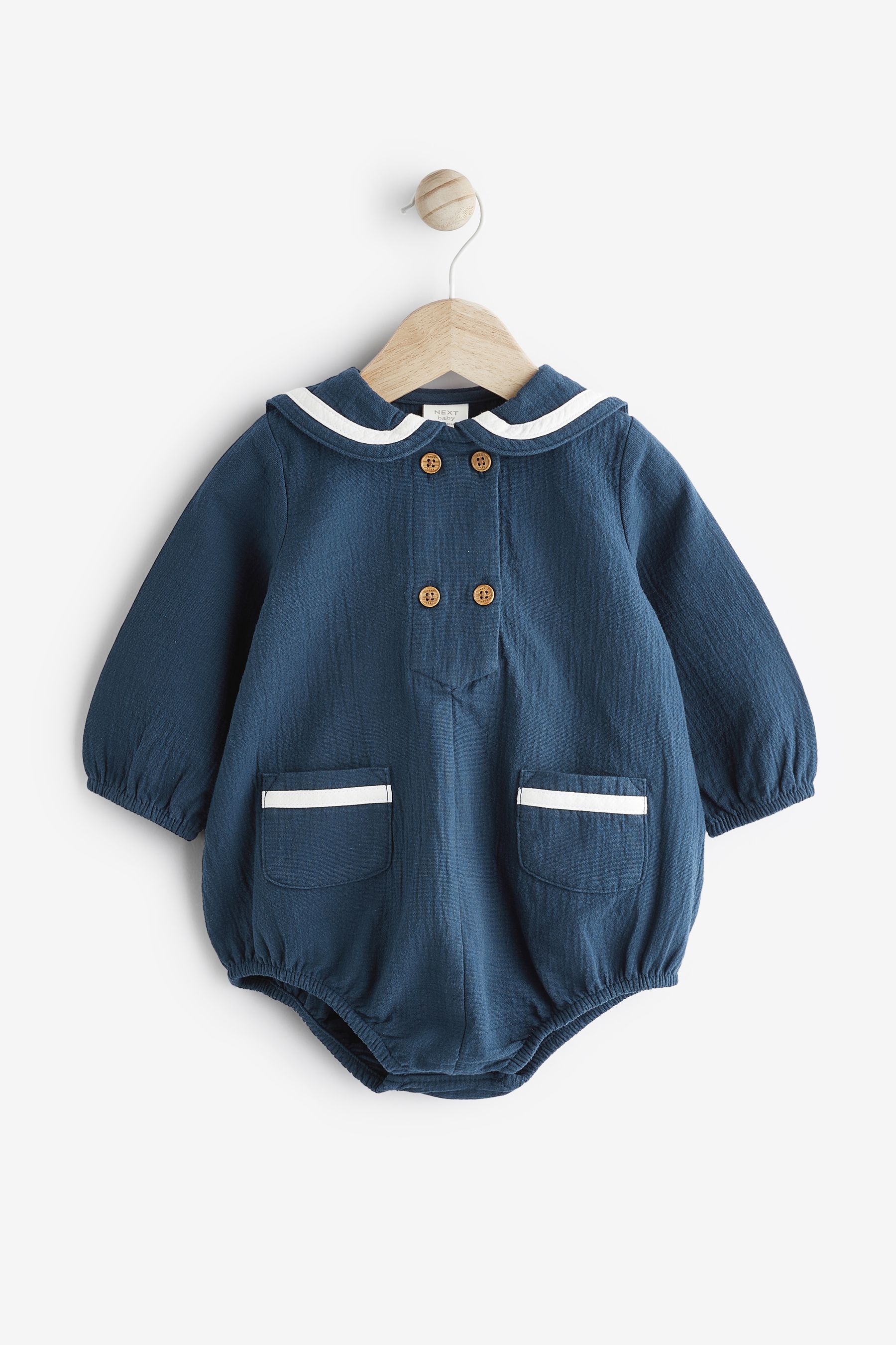 Navy blue baby romper sales