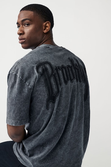 Charcoal Grey Brooklyn Back Print T-Shirt