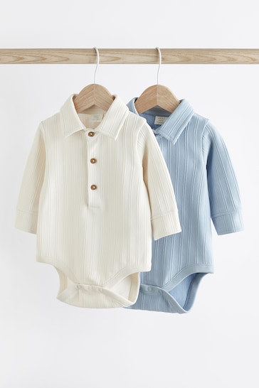 Blue/White Baby Collar Bodysuits 2 Pack