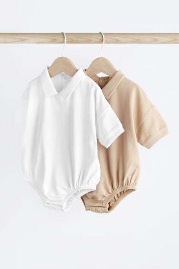 White/Neutral Baby Collar Bodysuits 2 Pack
